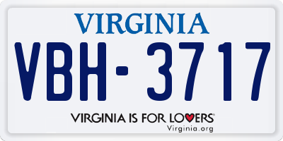 VA license plate VBH3717