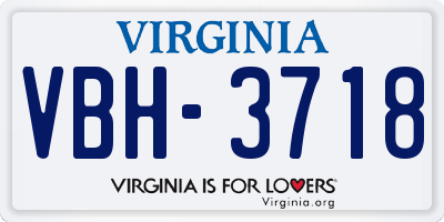 VA license plate VBH3718