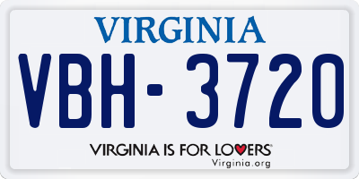 VA license plate VBH3720