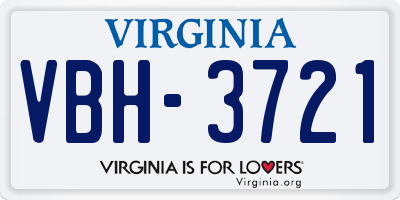 VA license plate VBH3721