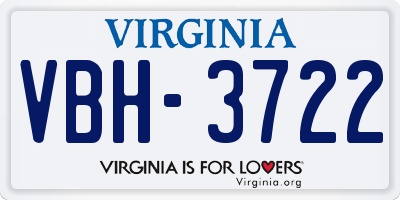 VA license plate VBH3722