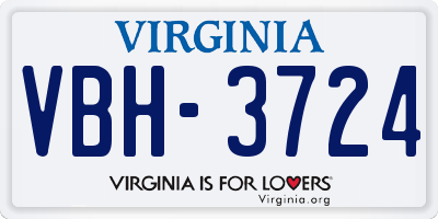 VA license plate VBH3724