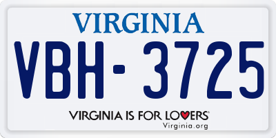 VA license plate VBH3725