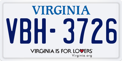 VA license plate VBH3726