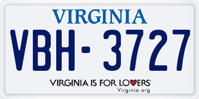 VA license plate VBH3727