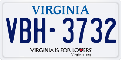 VA license plate VBH3732