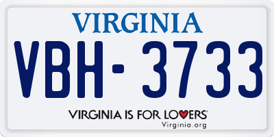 VA license plate VBH3733