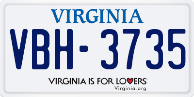 VA license plate VBH3735