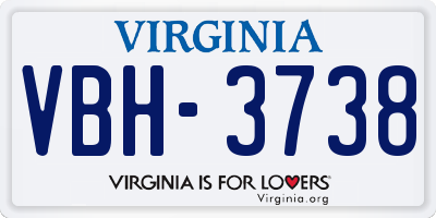 VA license plate VBH3738