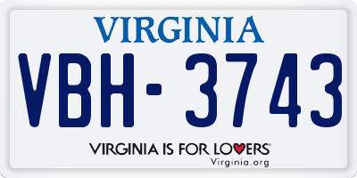 VA license plate VBH3743