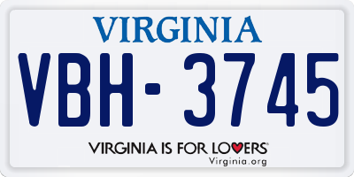 VA license plate VBH3745
