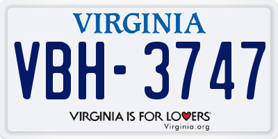 VA license plate VBH3747