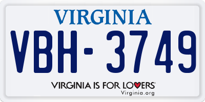 VA license plate VBH3749