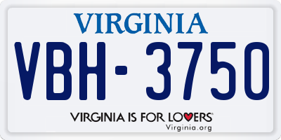 VA license plate VBH3750