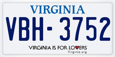 VA license plate VBH3752