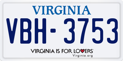 VA license plate VBH3753
