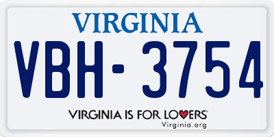 VA license plate VBH3754