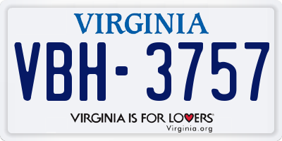 VA license plate VBH3757