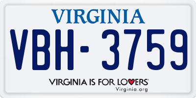 VA license plate VBH3759