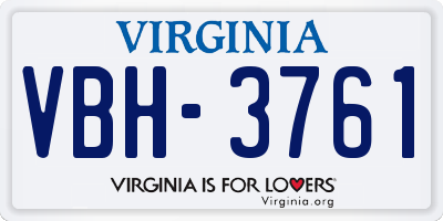 VA license plate VBH3761