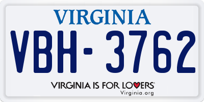 VA license plate VBH3762