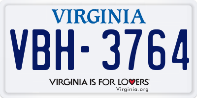 VA license plate VBH3764