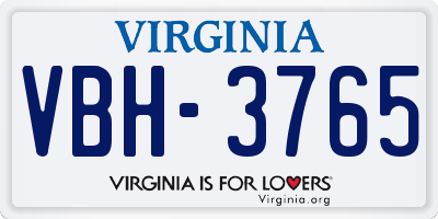 VA license plate VBH3765