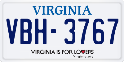 VA license plate VBH3767