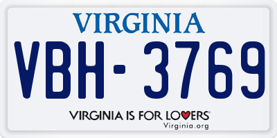 VA license plate VBH3769