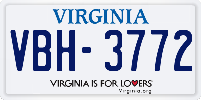 VA license plate VBH3772
