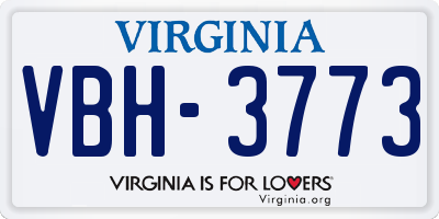 VA license plate VBH3773