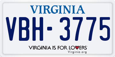VA license plate VBH3775