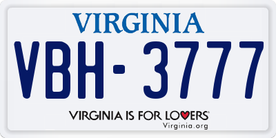 VA license plate VBH3777