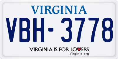 VA license plate VBH3778