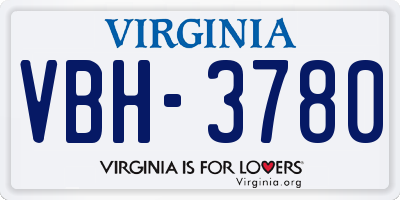 VA license plate VBH3780