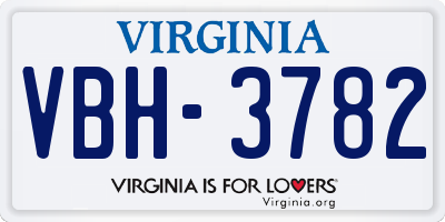 VA license plate VBH3782
