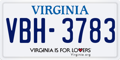 VA license plate VBH3783