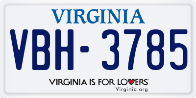 VA license plate VBH3785