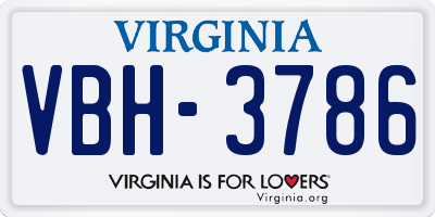 VA license plate VBH3786