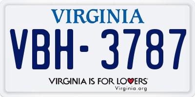 VA license plate VBH3787