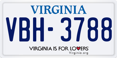 VA license plate VBH3788