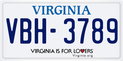 VA license plate VBH3789