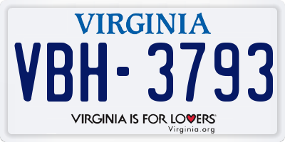 VA license plate VBH3793