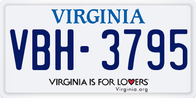 VA license plate VBH3795