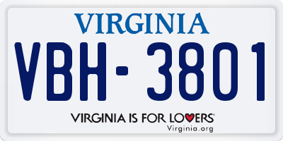 VA license plate VBH3801