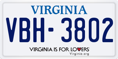 VA license plate VBH3802