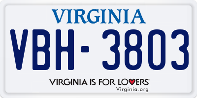 VA license plate VBH3803