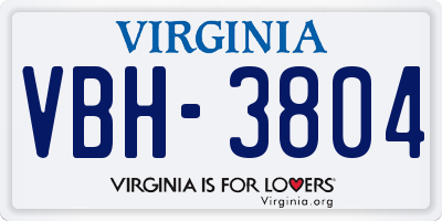 VA license plate VBH3804