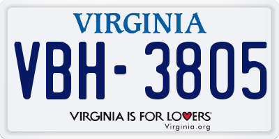 VA license plate VBH3805