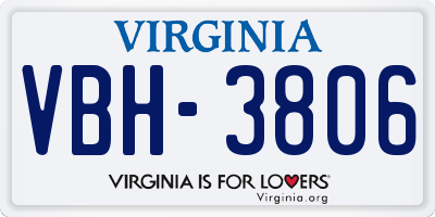 VA license plate VBH3806